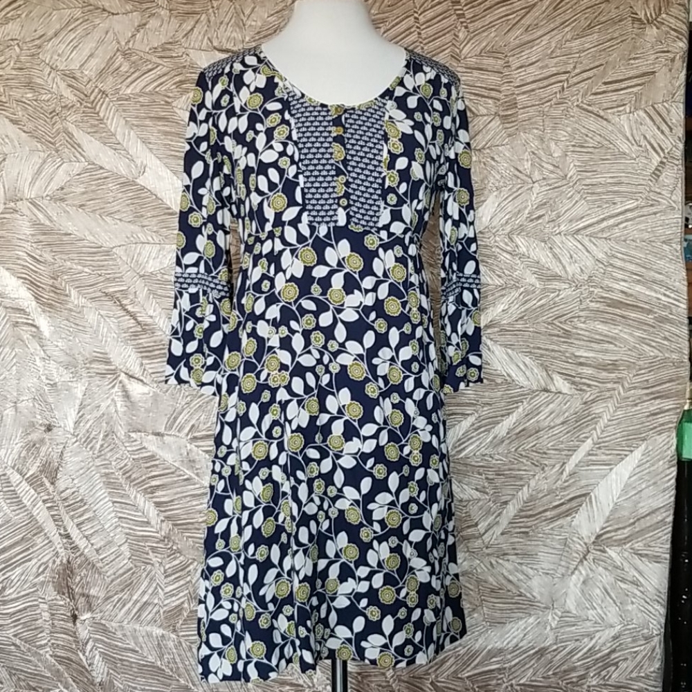 Anthropologie Boden navy and mustard dress